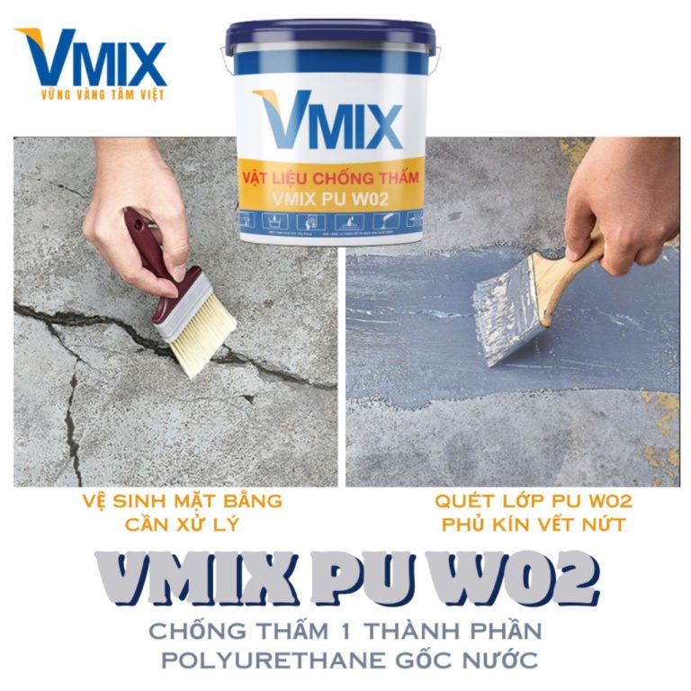 VMIX PU W02 – Chất phủ chống thấm đàn hồi polyurethane gốc nước tính năng cao