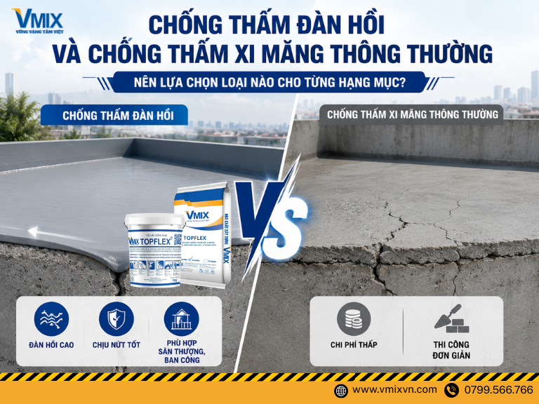 Chống thấm đàn hồi và chống thấm xi măng thông thường khác nhau như thế nào?