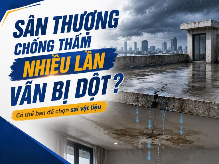 Sân thượng chống thấm nhiều lần vẫn bị dột? Có thể bạn đã chọn sai vật liệu
