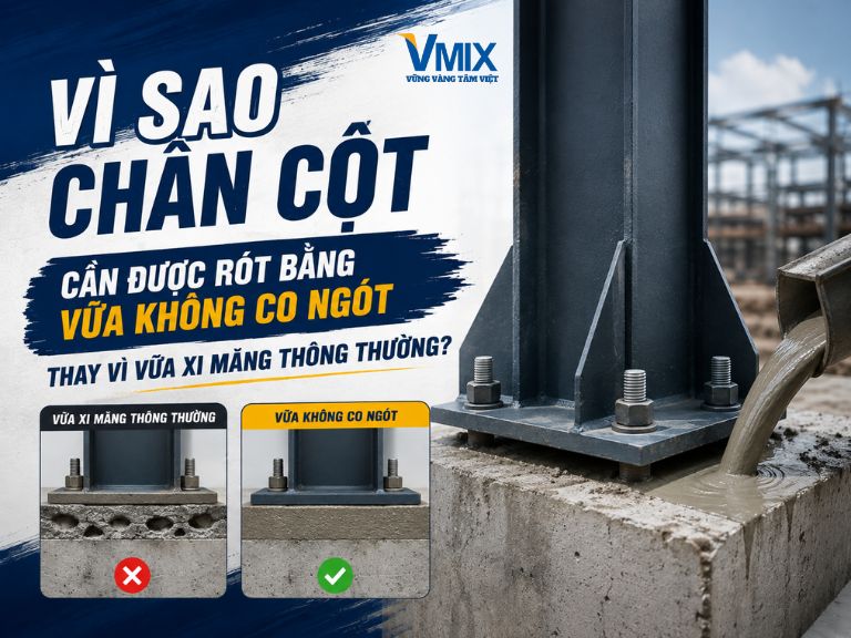 Vì sao chân cột cần được rót bằng vữa không co ngót thay vì vữa xi măng thông thường?