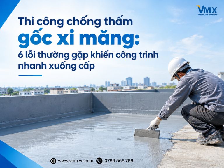 Thi công chống thấm gốc xi măng: 6 lỗi thường gặp khiến công trình nhanh xuống cấp